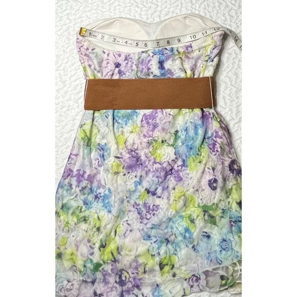 Almost Famous Floral Strapless Dress With Belt Size 8 - Picture 3 of 4